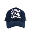 Fashmade Apna Time Aayega Printed Halfnet Cap For Men/Boys & Women/Girls Cotton Polyester Black