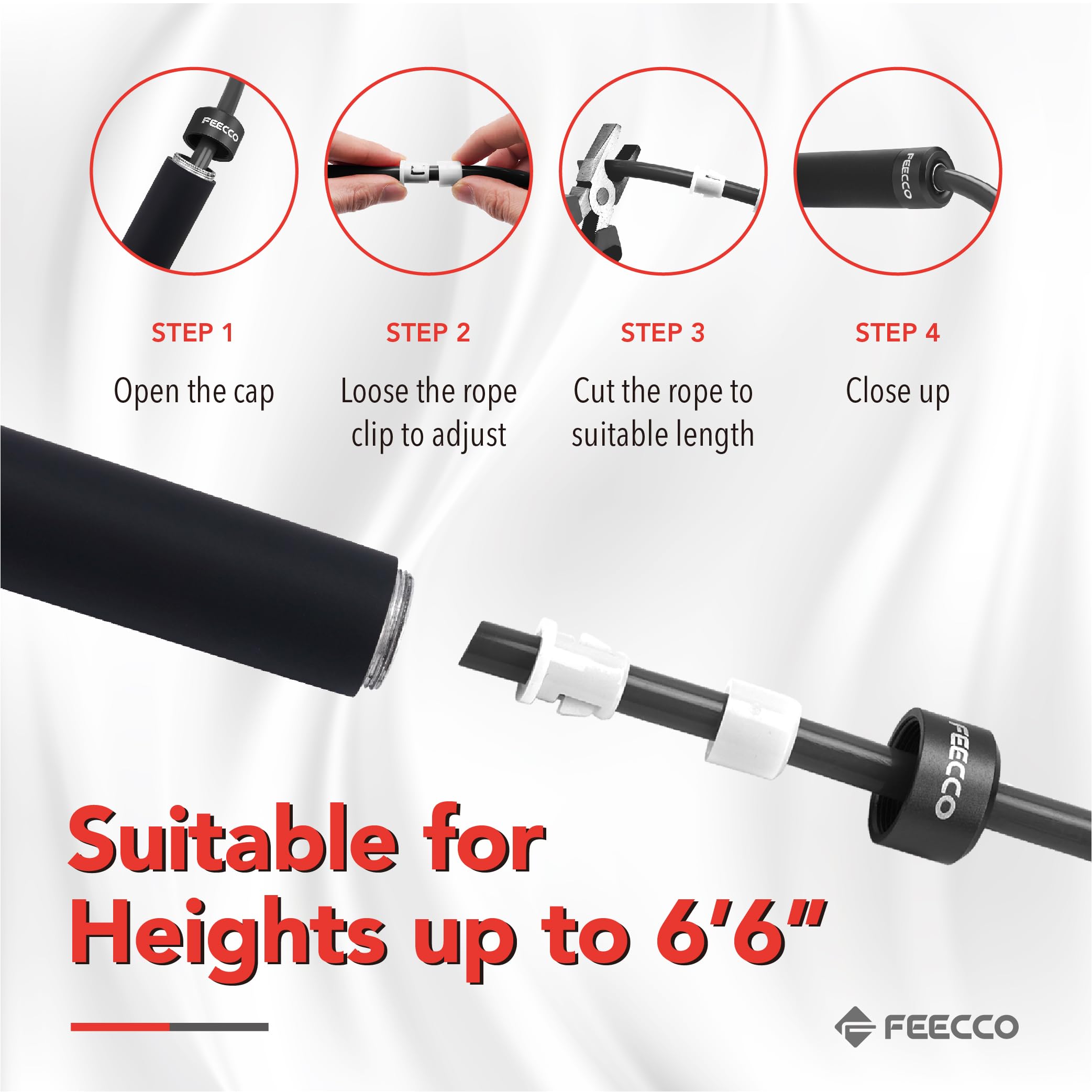 Feecco Weighted Jump Rope, 1Lb Heavy Jump Ropes With Adjustable Pvc Rope For Boxing, Muay Thai Training, Fitness, Crossfit Worko