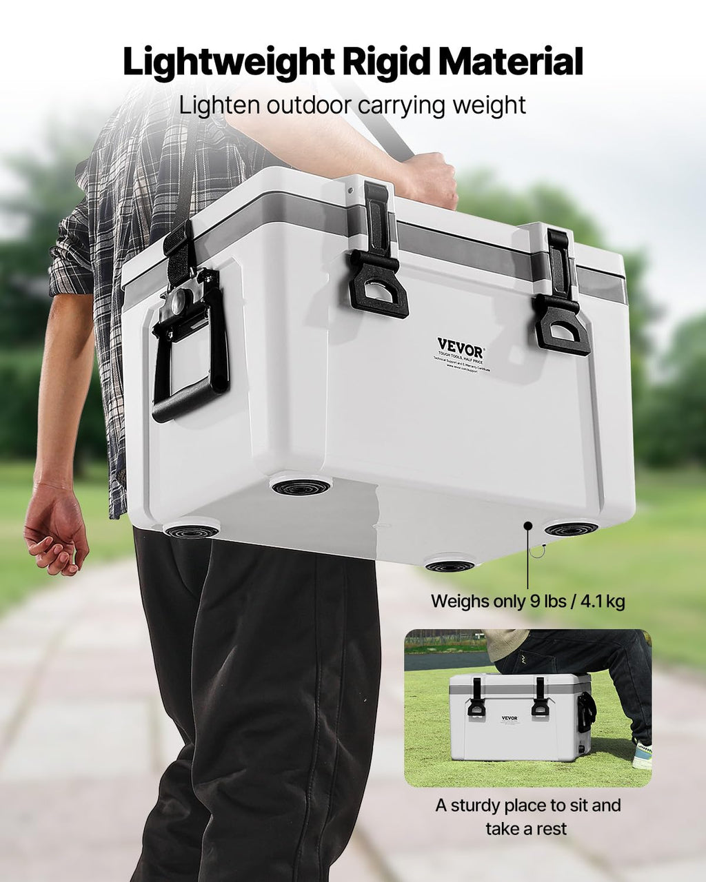 Vevor Portable Cooler, 26 Qt Hard Cooler With Ice Retention, Heavy-Duty Handles And Strap, Lightweight Rigid Material Insulated