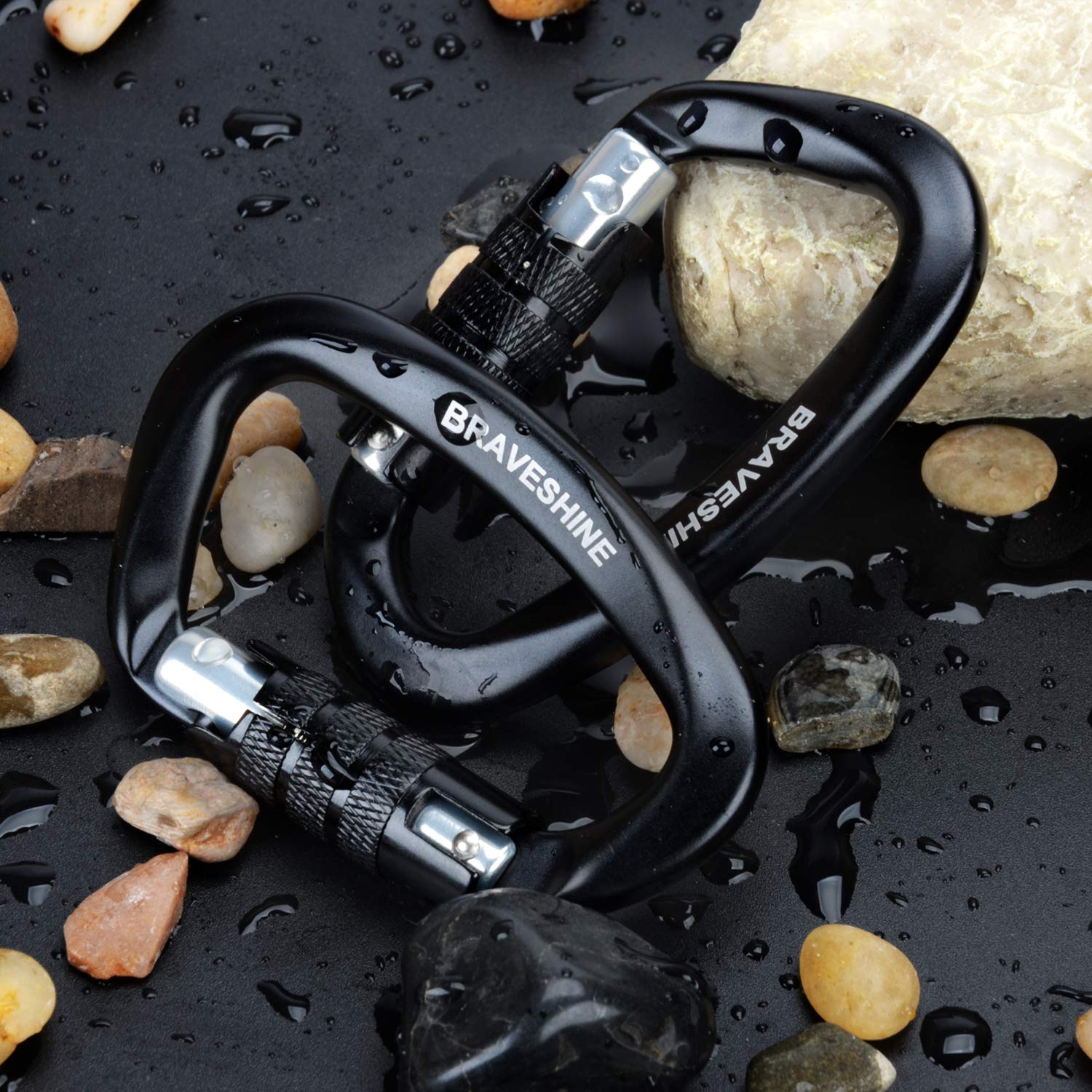 Heavy Duty Carabiner Clips 12Kn Aluminum D Ring Auto Locking Caribeaner Hooks