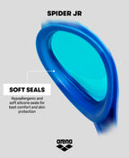 Arena Unisex Spider Junior Youth Swim Goggles For Boys And Girls, Blue  Blue  Yellow, Mirror Lens
