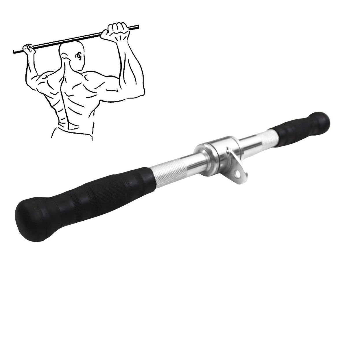 Chillax Gym Cable Attachment, Imported Chrome Straight Rotating Bar, LAT Pull Down Bar, Seated Row Bar, Triceps Rope, Rotating T