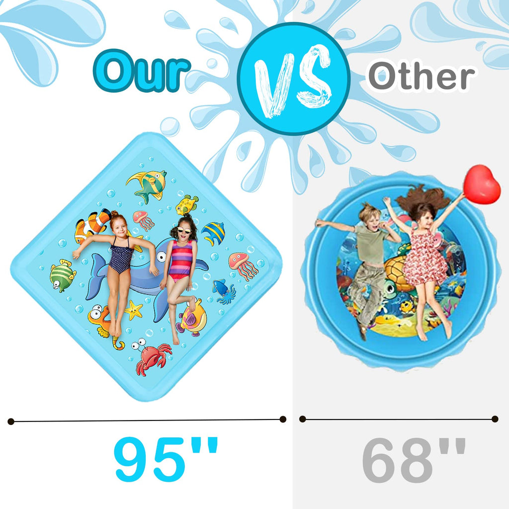Growsland Splash Pad For Toddlers, Outdoor Sprinkler For Kids, 67'' Summer Water Toys Inflatable Wading Baby Pool Fun Gifts For