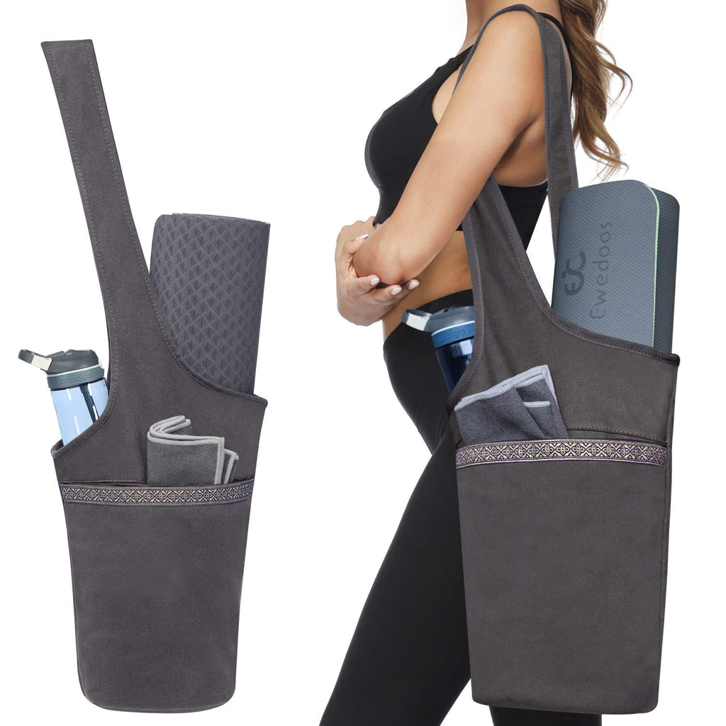 Ewedoos Yoga Mat Bag With Large Size Pocket And Zipper Pocket, Fit Most Size Mats (Gray)
