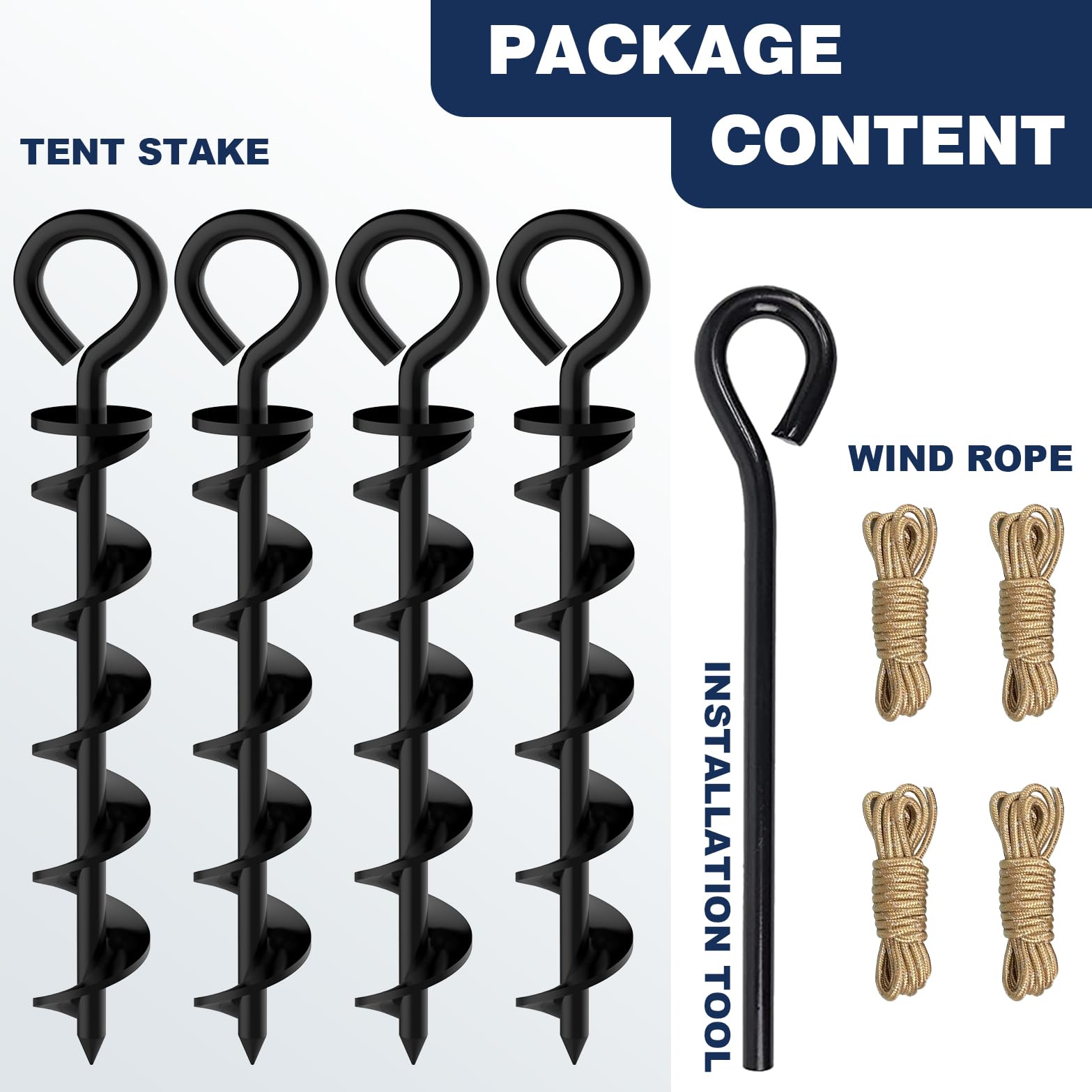 Eurmax Usa Canopy Tent Stakes Dog Tie Out Stakes Corkscrew Shape Steel Trampoline Stakes With Iron Rod Installation Tool & 4 Win