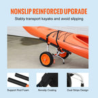 Vevor Heavy Duty Kayak Cart, Foldable Canoe Trolley Cart With 12'' Tires, Adjustable Width 6.69''-17.32'',350 Lb Weight Capacity