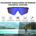 Polarized Sports Sunglasses For Men Women,Running Fishing Baseball Sunglasses,Cycling Mtb Bike Glasses Uv400