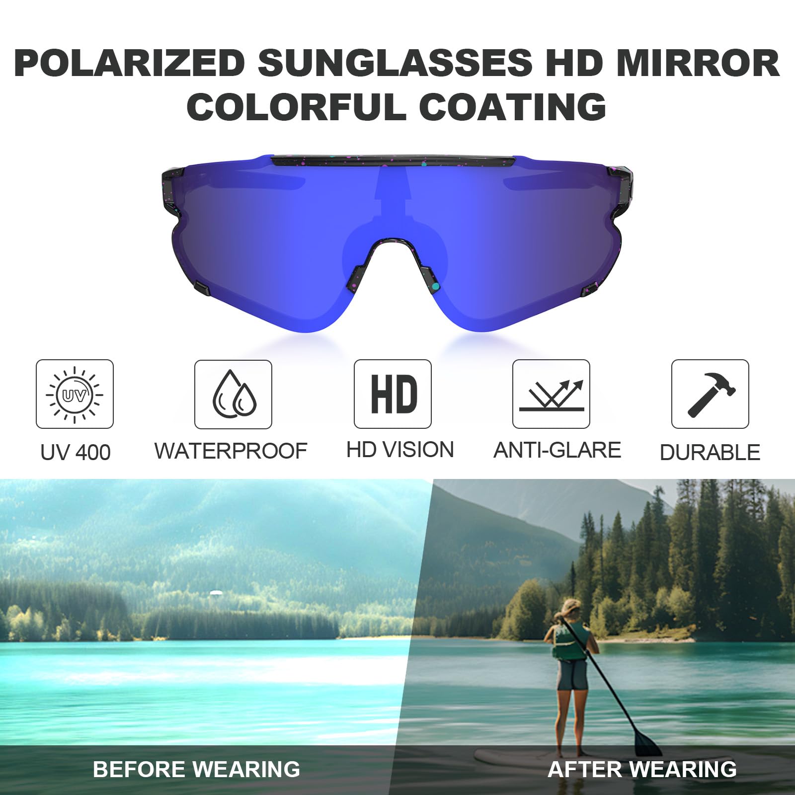 Polarized Sports Sunglasses For Men Women,Running Fishing Baseball Sunglasses,Cycling Mtb Bike Glasses Uv400