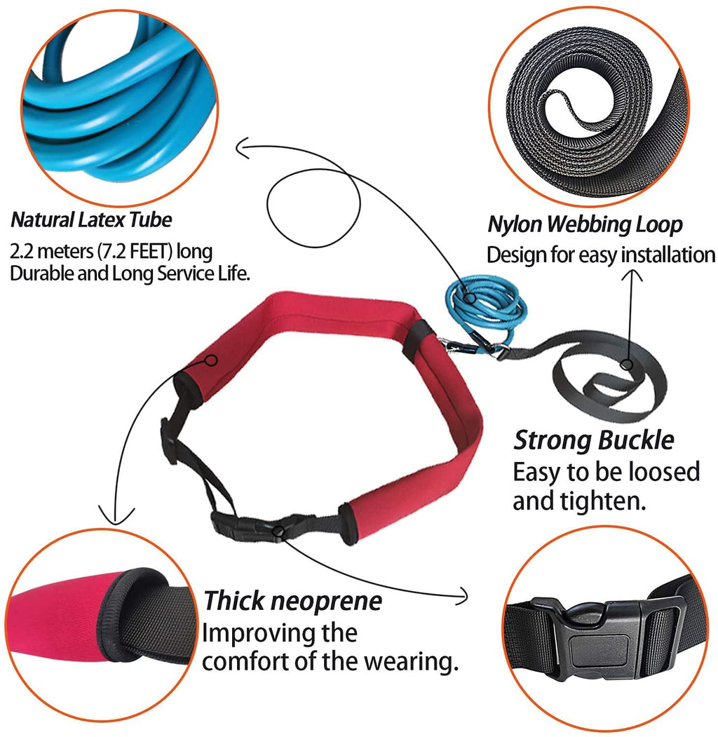 Uceder Swim Tether Stationary Swimming,Swim Resistance Belt, Swim Bungee Training Belt, Pool Swim Trainer Belt Harness,Great For