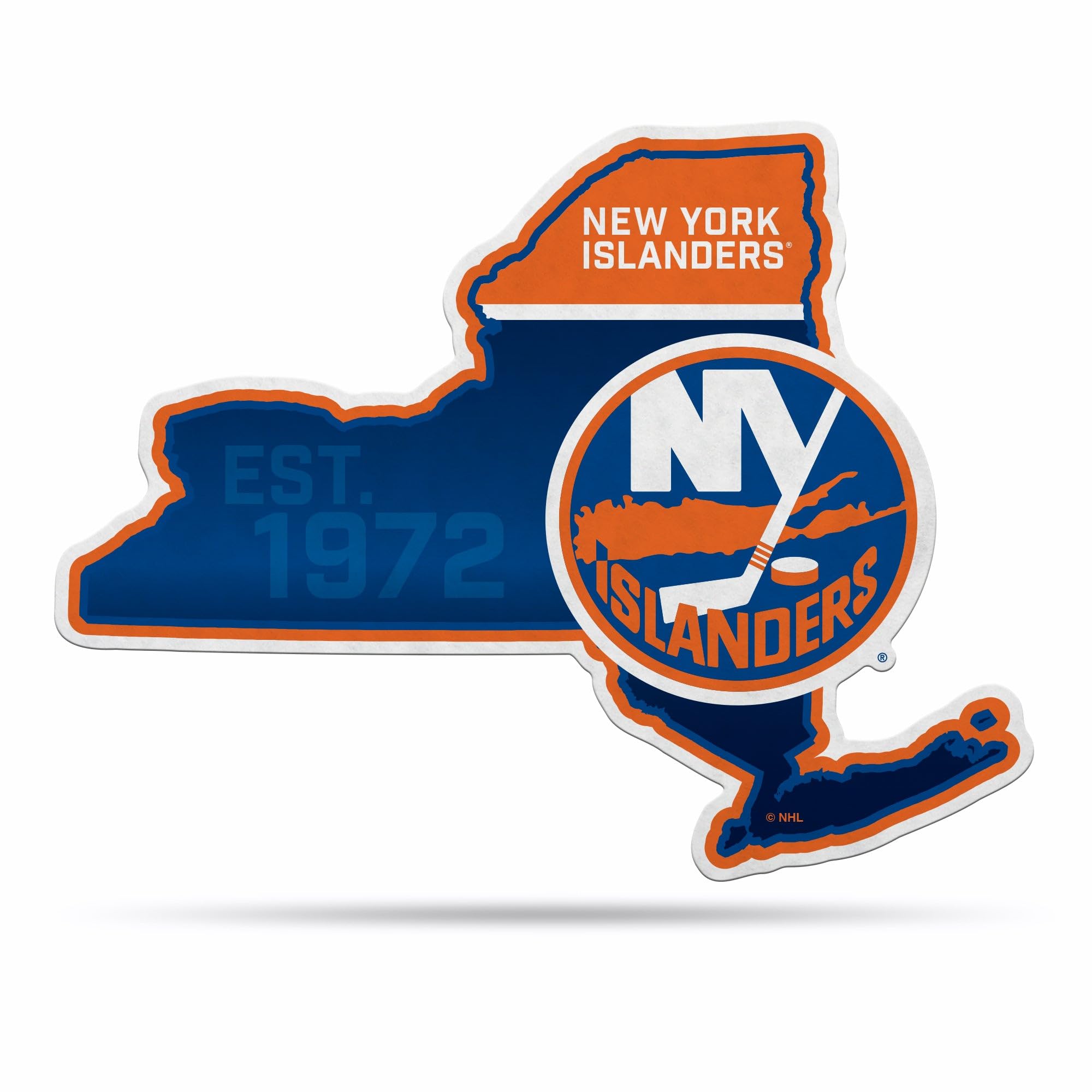 Rico Industries Nhl New York Islanders State Shape Shape Cut Pennant - Home And Living Room D  Cor - Soft Felt Ez To Hang, 18X0.