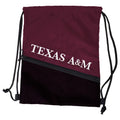 Logo Brands NCAA Texas A&M Aggies Tilt Backsack - Water Resistant Drawstring Bag with Dual Strap Closure, Zipper Mesh Pocket, Li