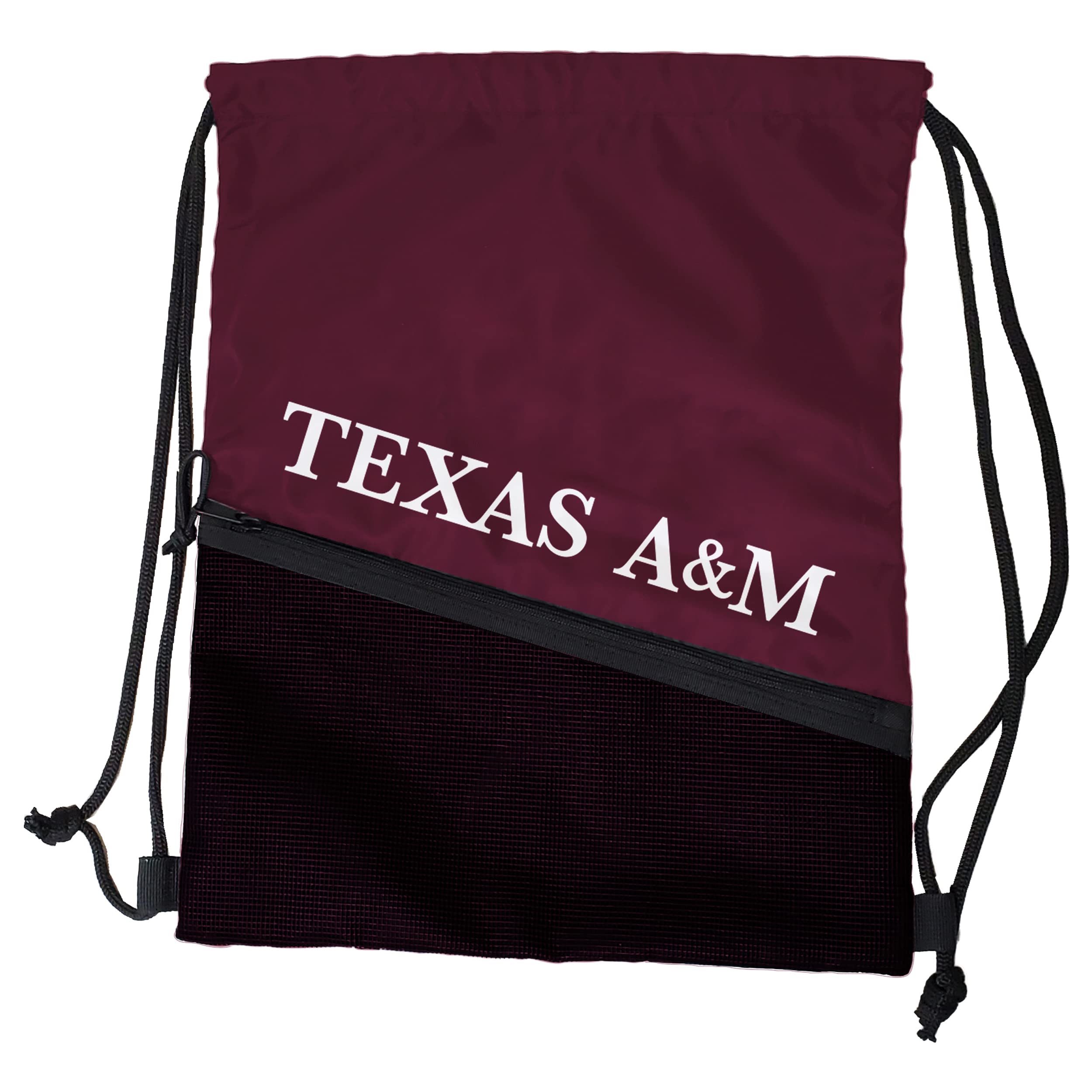 Logo Brands NCAA Texas A&M Aggies Tilt Backsack - Water Resistant Drawstring Bag with Dual Strap Closure, Zipper Mesh Pocket, Li