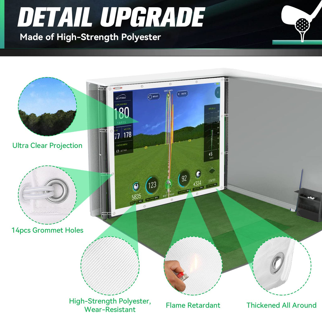 Aikeec Golf Simulator Impact Screen Display Projector Screen For Golf Training,Indoor Ultra Clear Golf Impact Screen,With 14Pcs