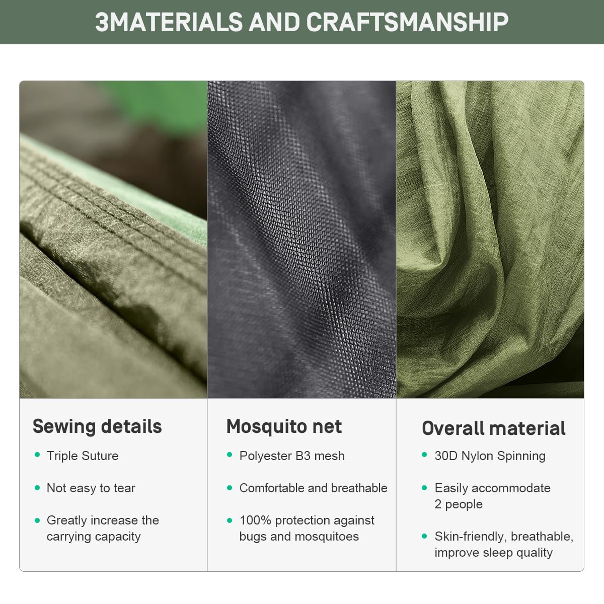 Etrol Camping Hammock With Mosquito Net,3 In 1 Function Parachute Portable Hammock,Double & Single Hammocks Tent For Travel Outd