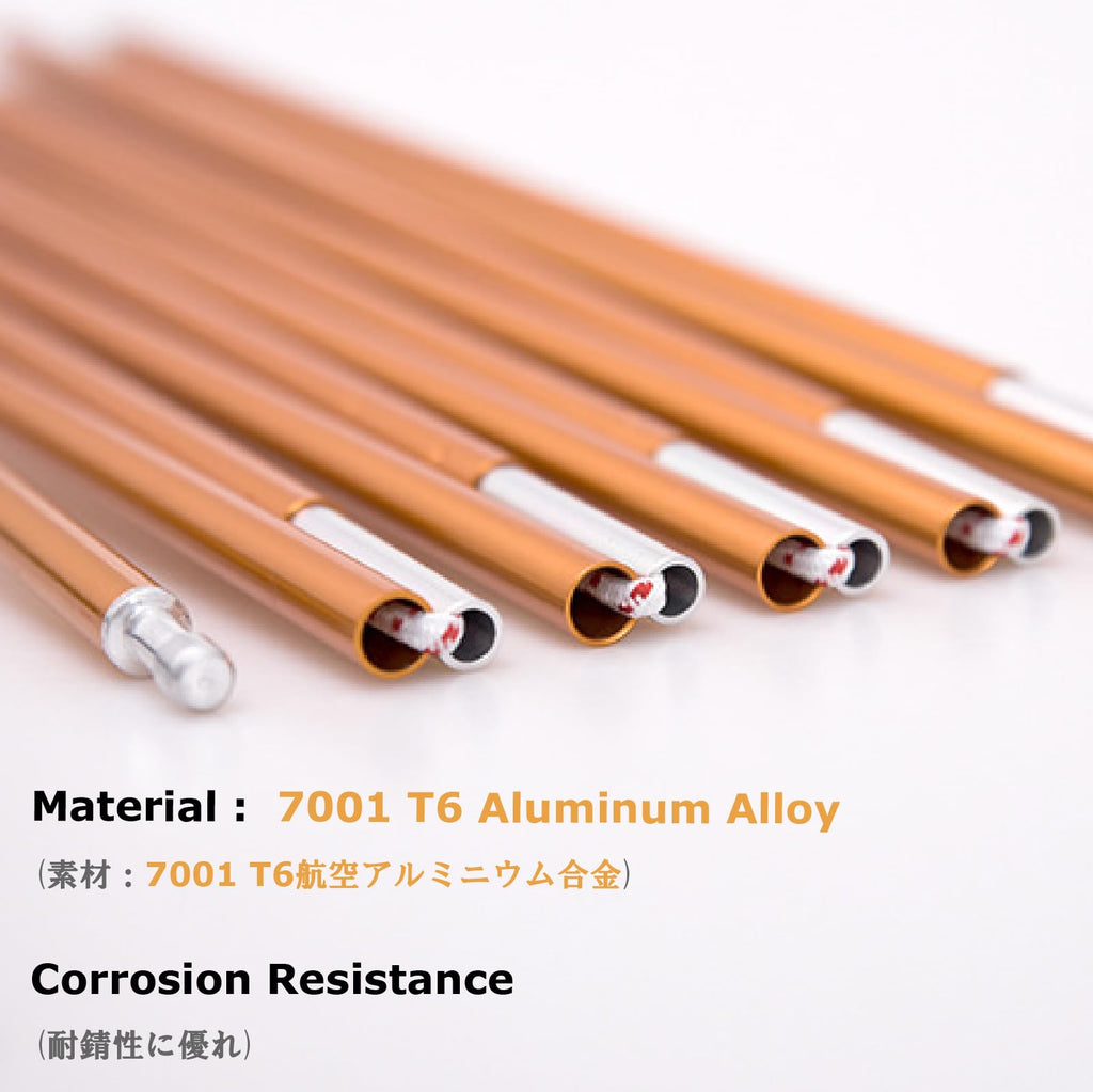 Yapjeb Aluminum Tent Poles Replacement, Camping Tent Poles Rod 2 Pcs Repair Kit Tent Support Rod For Camping (Gold - 11.8Ft)