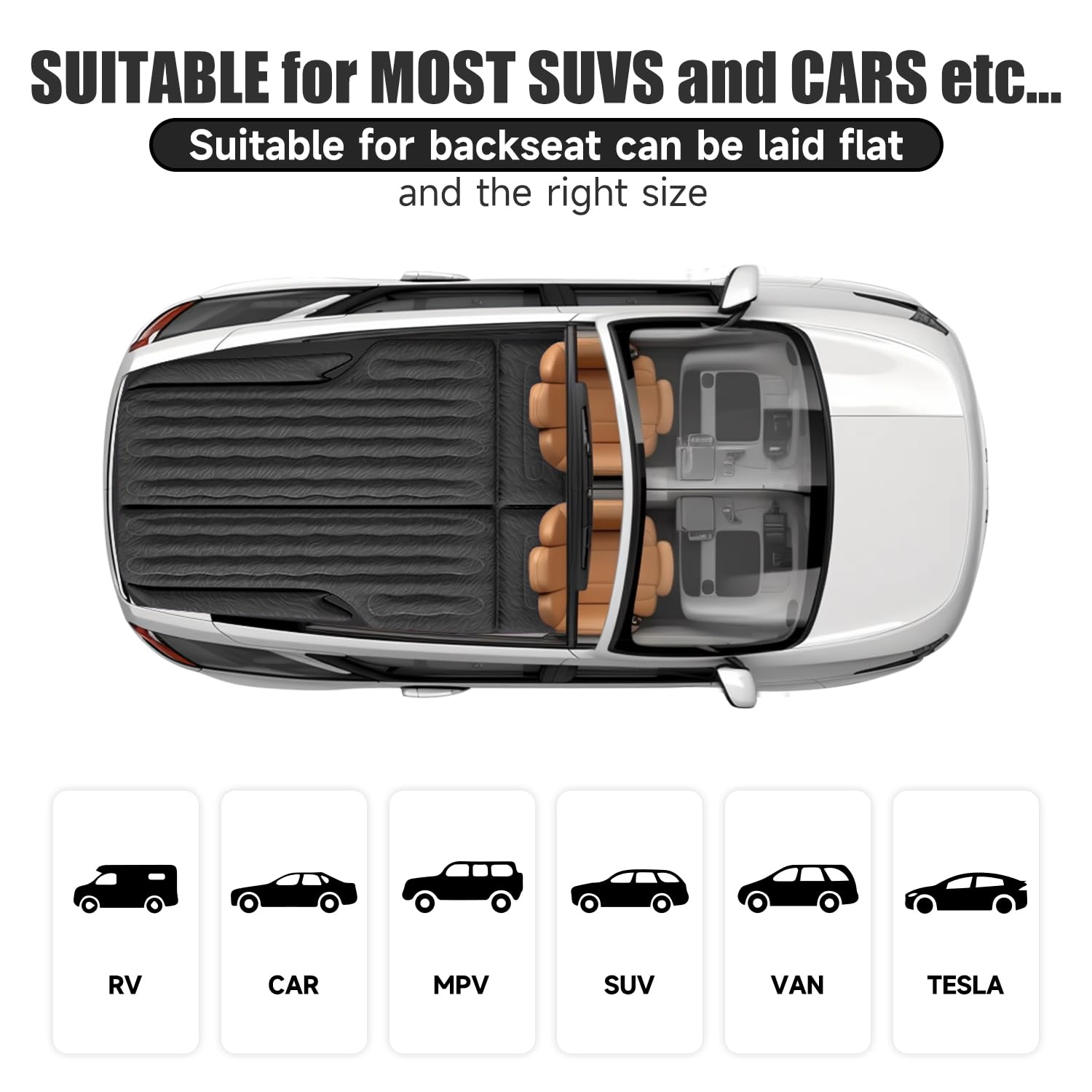 Dikasun Inflatable Suv Air Mattress Bed Car Mattress For Suv, Double-Sided Flocking Travel Camping Bed Car Air Mattress, Car Sle