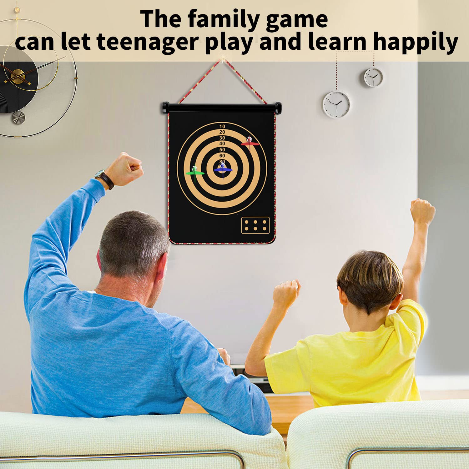 Mixi Magnetic Dart Board For Kids, Outdoor Toys Kids Games Double Sided Dart Board Games Set For Boys With 12 Darts, Best Toys G