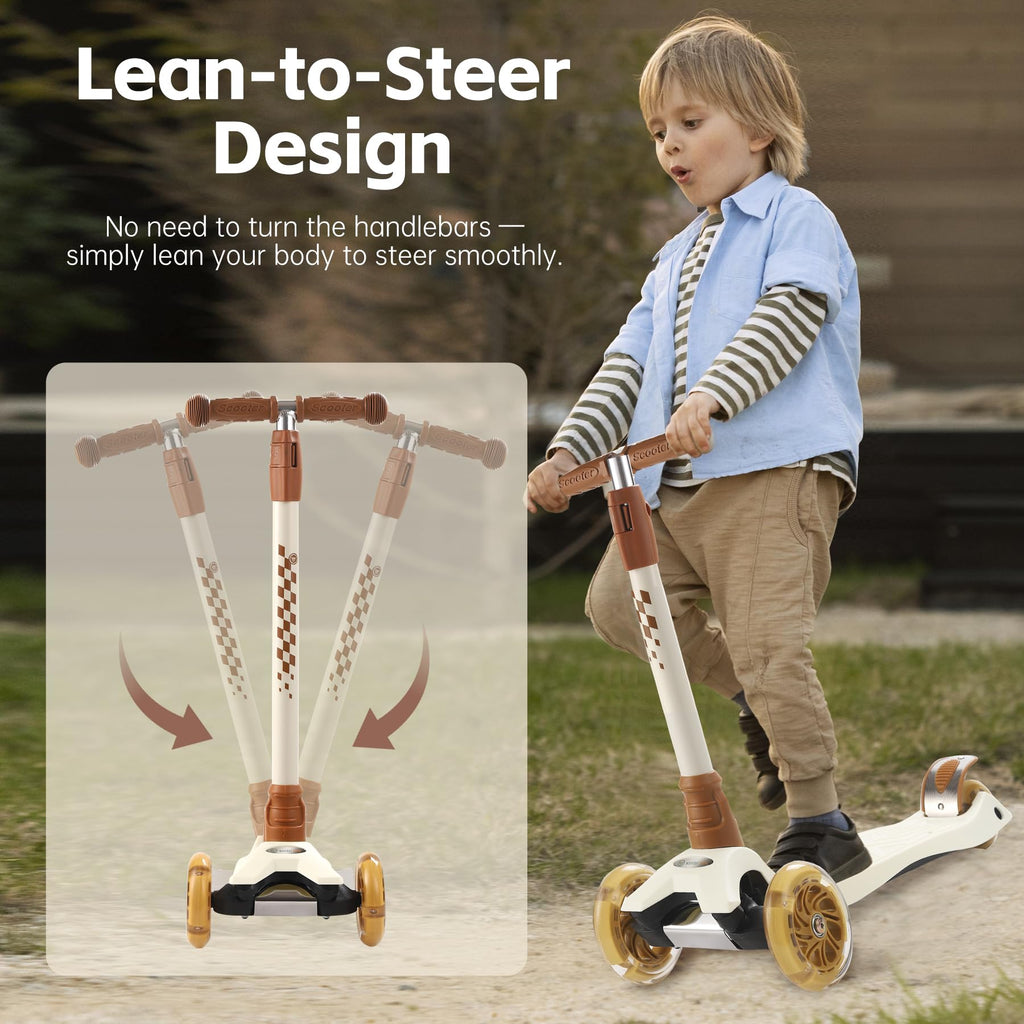 3 Wheel Scooter for Kids Ages 6-12,Kids Scooter with Light Up Wheels, Sturdy Deck Design, and 4 Height Adjustable Suitable for K