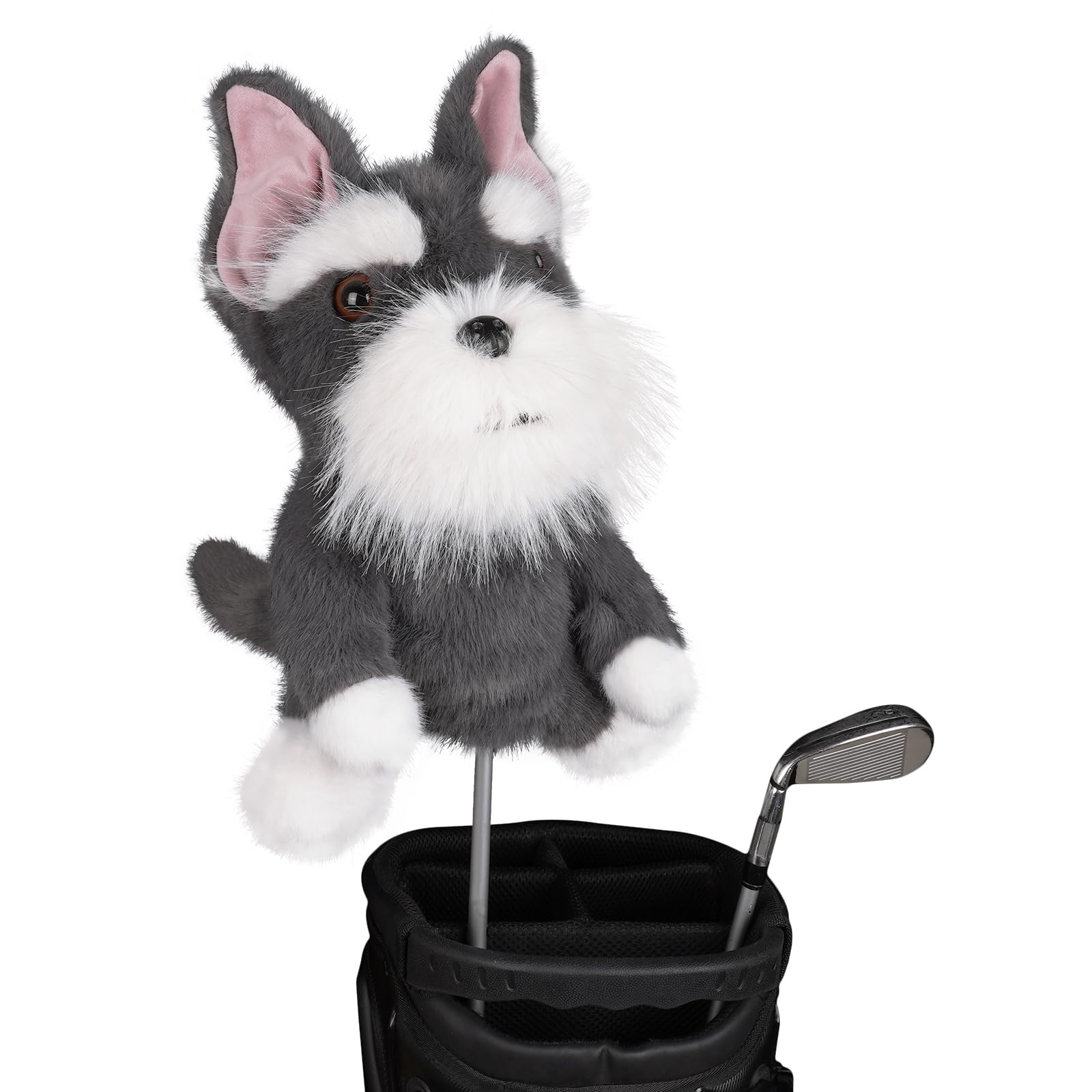 Craftsman Golf Dog Golf Driver Headcover, Plush Doberman Poodle Schnauzer Dog Head Cover for 460cc Driver, Realistic Animal Desi
