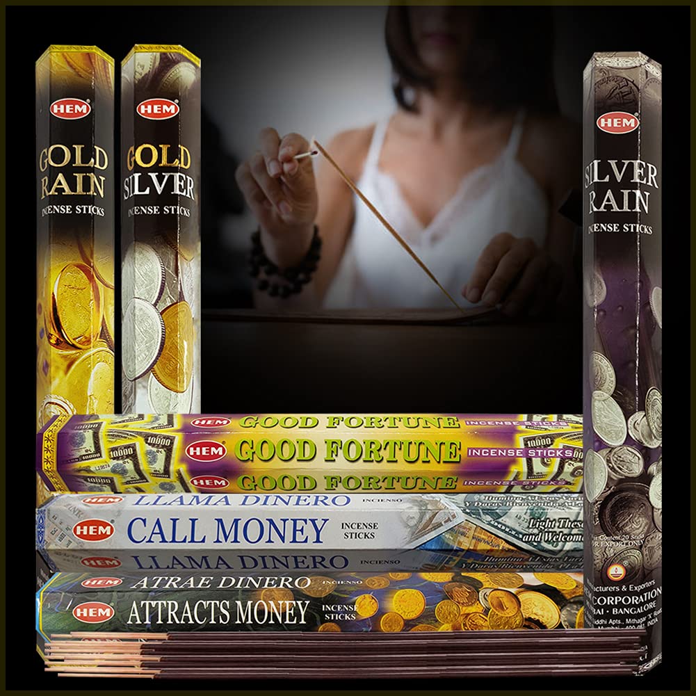 Hem Incense Sticks Variety Pack 29 And Incense Stick Holder Bundle With 6 Money And Good Luck Fragrances