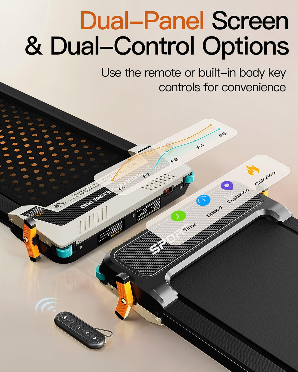 FUNRAY Versatile Walking Pad with Incline - Dual-Sided Under Desk Treadmill with Foot Massage,Portable Compact Treadmills with 3