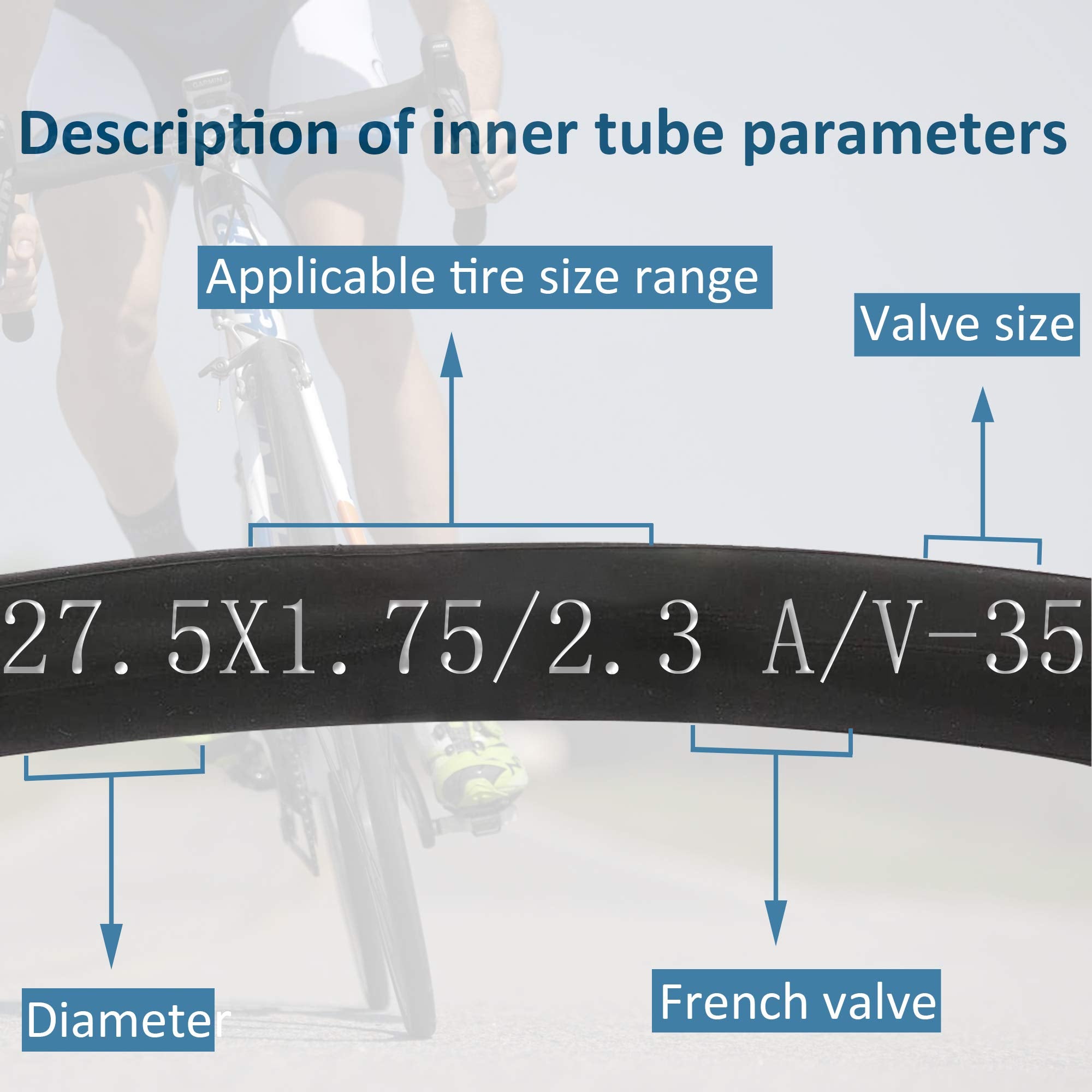Bwshlf 27.5'' Bike Tubes (4 Pack), Mtb Schrader Valve 35Mm, Bicycle Replacement Durable Butyl Rubber Fit 27.5X2.1/2.4