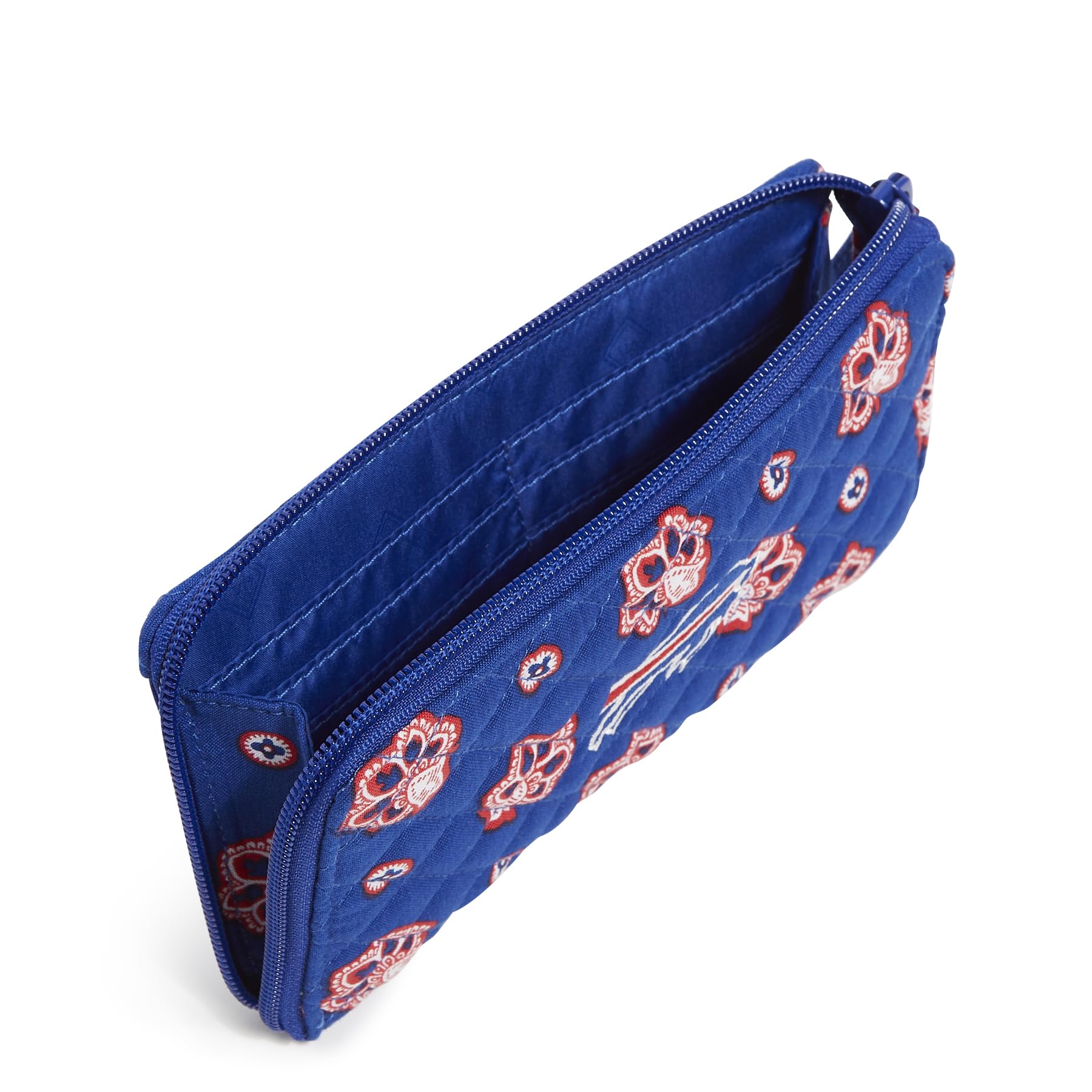 Vera Bradley Womens Cotton Nfl Front Zip Wristlet (Multiple Teams Available), Buffalobillsonroyalblue/Redbandana, One Size