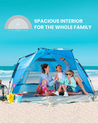 Outdoormaster Pop Up Beach Tent For 4 Person - Easy Setup And Portable Beach Shade Sun Shelter Canopy With Upf 50+ Uv Protection