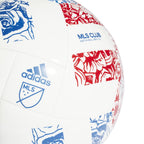 adidas MLS Club Soccer Ball, White/Power Blue/Team College Red, 3
