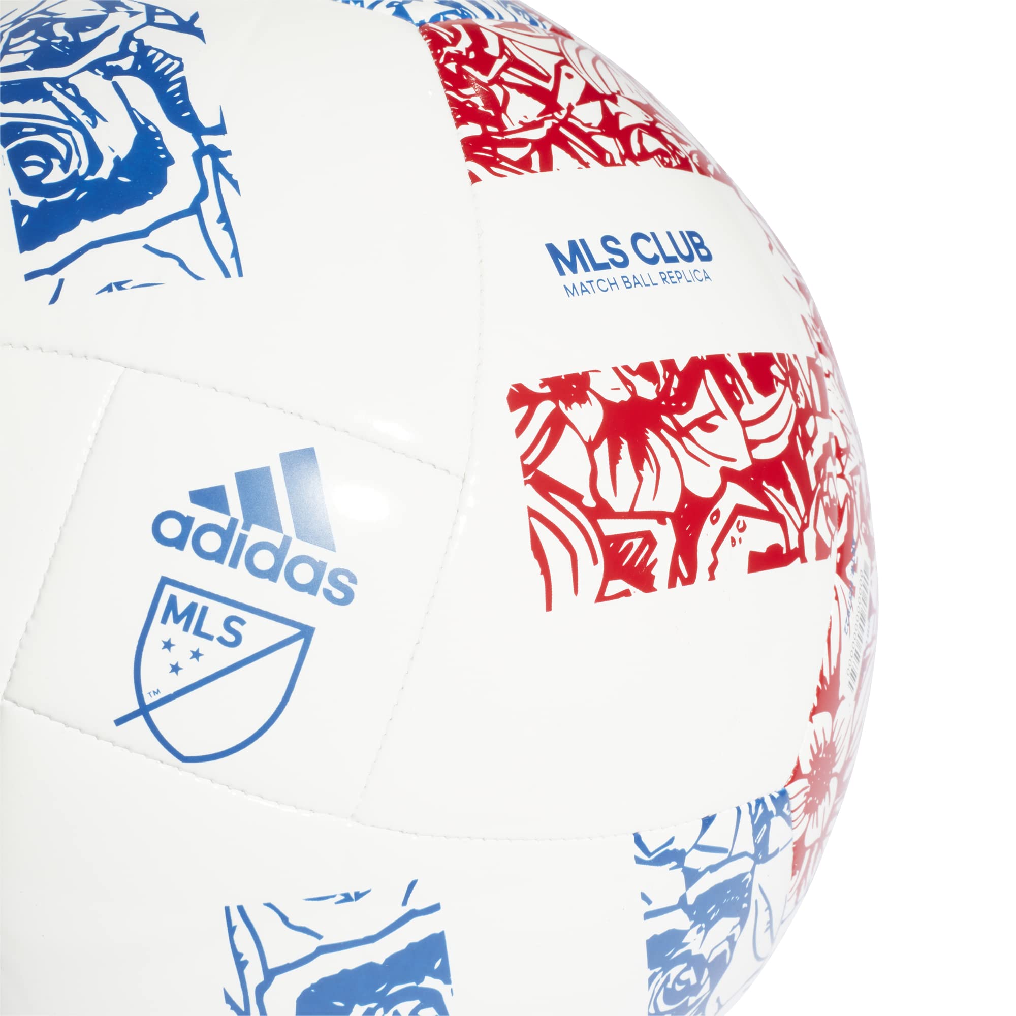 adidas MLS Club Soccer Ball, White/Power Blue/Team College Red, 3