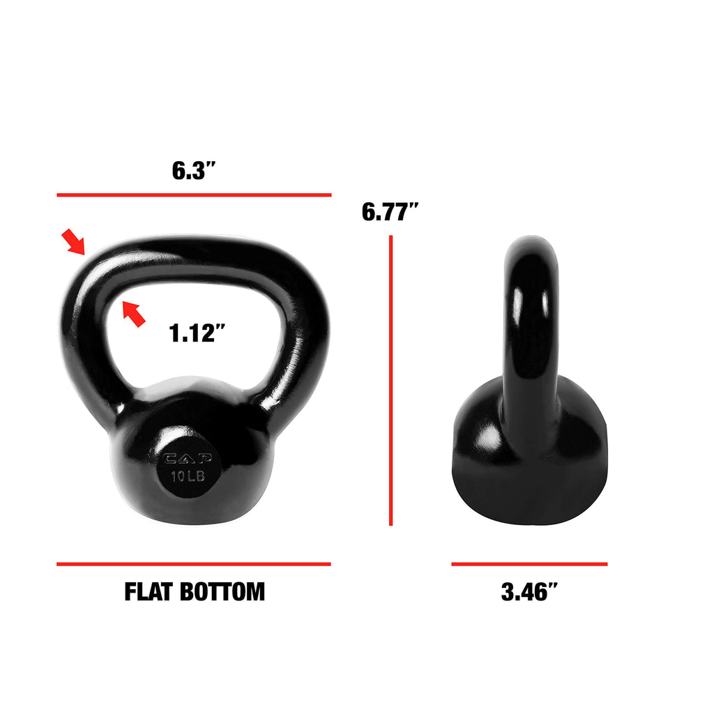 Cap Barbell Black Enamel Coated Cast Iron Kettlebell, 10 Lb