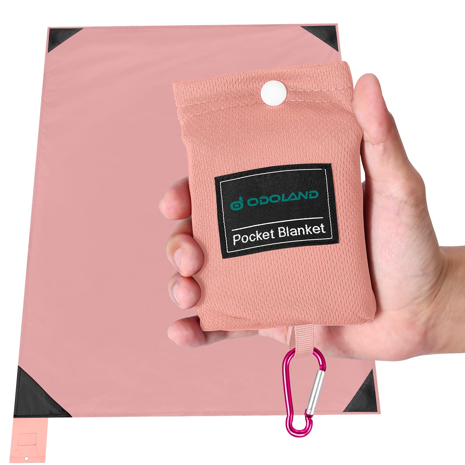Odoland Beach Blanket Picnic Blanket, 43 X 63 Sandproof Waterproof Outdoor Pocket Blanket With Portable Bag, Foldable Lightweigh