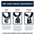 Abus Hardened Steel 10Ks 6 Foot X 3/8'' Thick Square Security Chain For Bikes, Containers, Trailers, Atv'S, Motorcycles And Pers