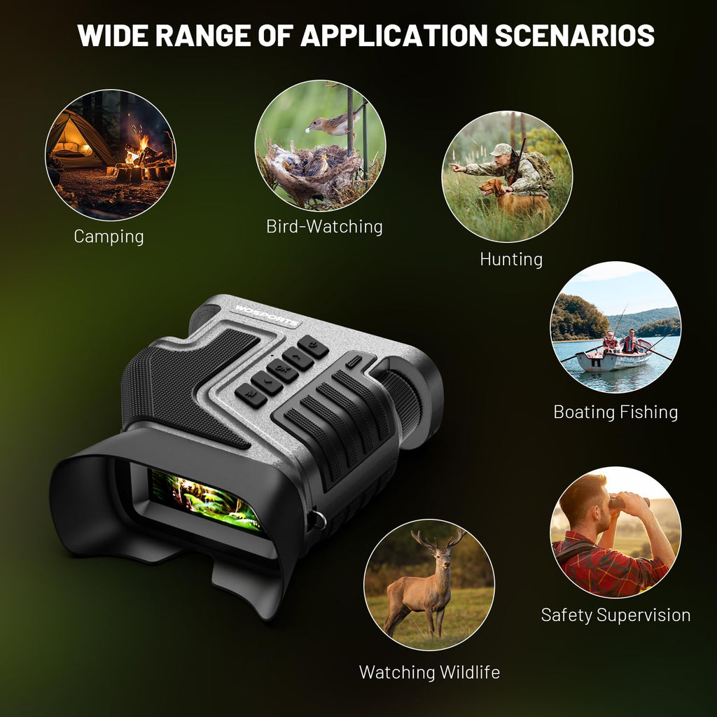 Wosports Night Vision Goggles For Adults - 4K Binoculars, 1315Ft Infrared Scope, 10X Optical Zoom, Digital Zoom Camera, Nvg For