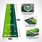 Saplize Two-Speed Golf Putting Practice Mat With Putting Alignment Mirror, 20 In X 10 Ft Putting Training Aid Mat, Anti-Slip Bac