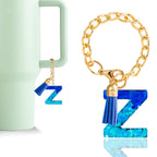 Letter Charm Accessories for Stanley Cup 1 PCS Cute Initial Keychain Handle Charm for Stanley Tumbler for Women Blue Letter Z