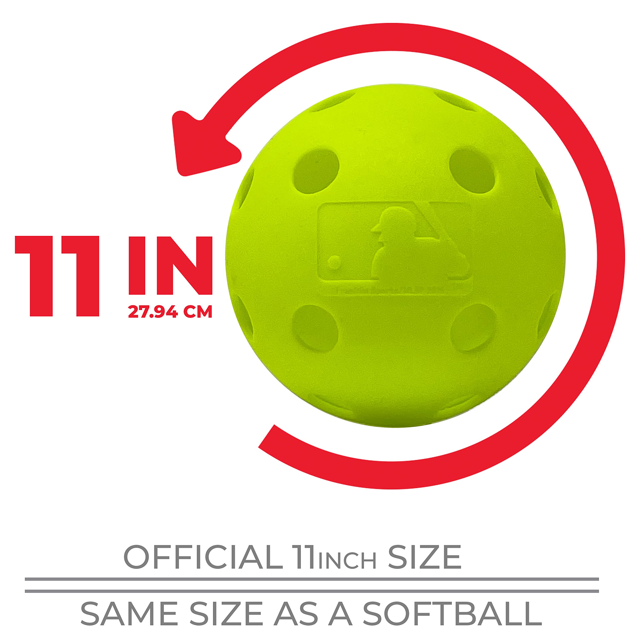 Franklin Sports Plastic Softballs - Indestruct-A-Ball Plastic Practice Softballs - Official Size 11'' Training Softball For Batt