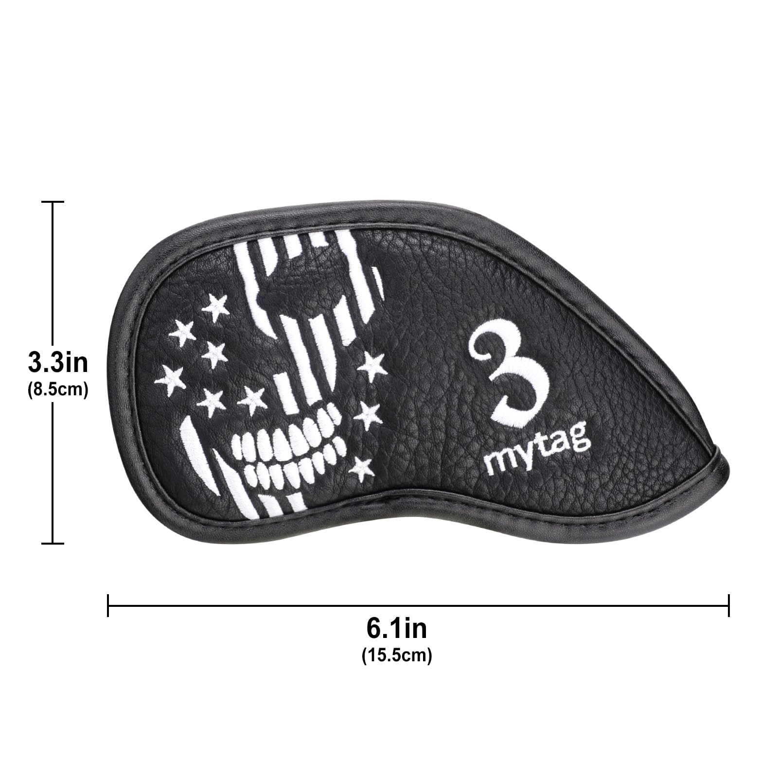 Caiobob Mytag Golf Iron Head Cover Wedge Headcover Set Black Synthetic Leather Skull Skeleton Irons Protector (10Pcs Iron Set(3,