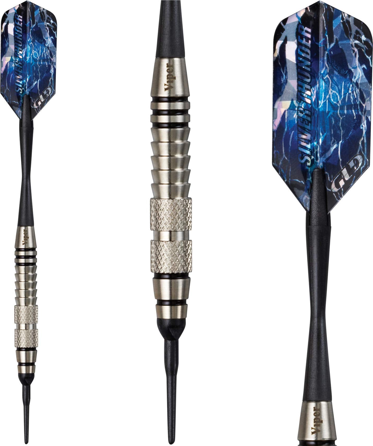 Viper Silver Thunder Soft Tip Darts, 2 Knurled Bands, 18 Grams