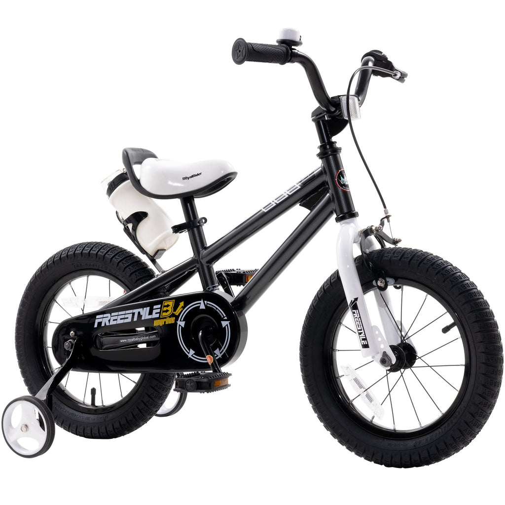 Royalbaby Freestyle Toddlers Bike 12 Inch Beginners Kids Bicycle With Training Wheels Ages 3-4 Years Boys Girls, Black