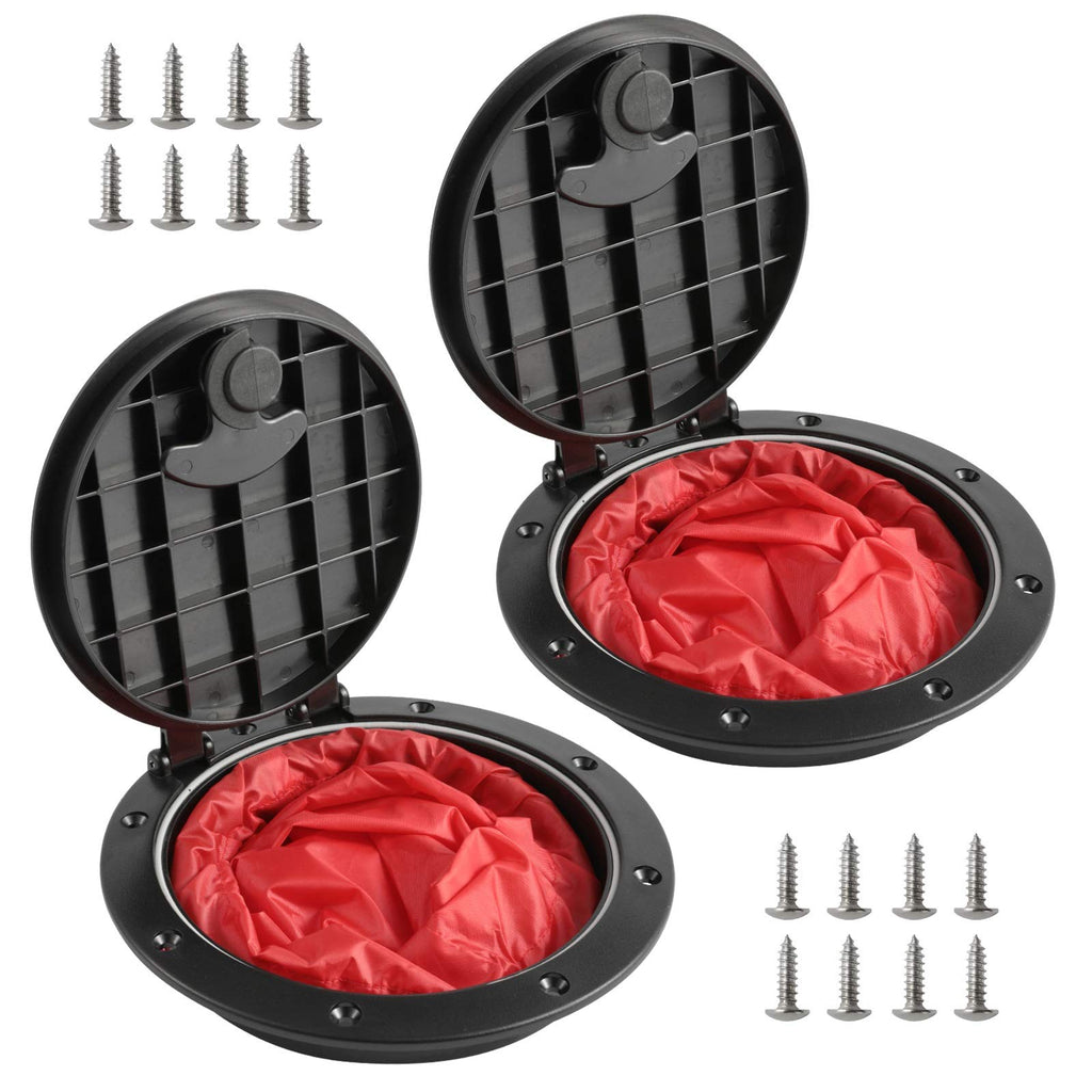 Anndason 2 Pcs 6'' Black Deck Plate Kit Deck Hatch With Storage Bag For Fishing Kayak Boating