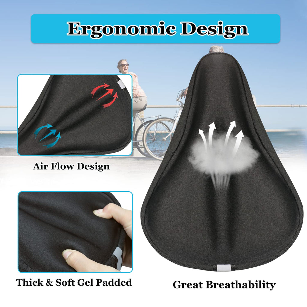 Geronmine Gel Bike Seat Cover Padded Bicycle Saddle Covers For Women  Men, Most Comfortable Exercise Bike Seat Cushion Cover, So