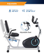 Recumbent Exercise Bike For Seniors - 400Lb Weight Capacity Recumbent Bikes With Comfortable Seat, Pulse Sensor, 16-Level Resist