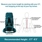 N Nevo Rhino Internal Frame Hiking Backpack 4050606580L, Mountain Climbing Camping Backpack Daypack Waterproof Rain Cover