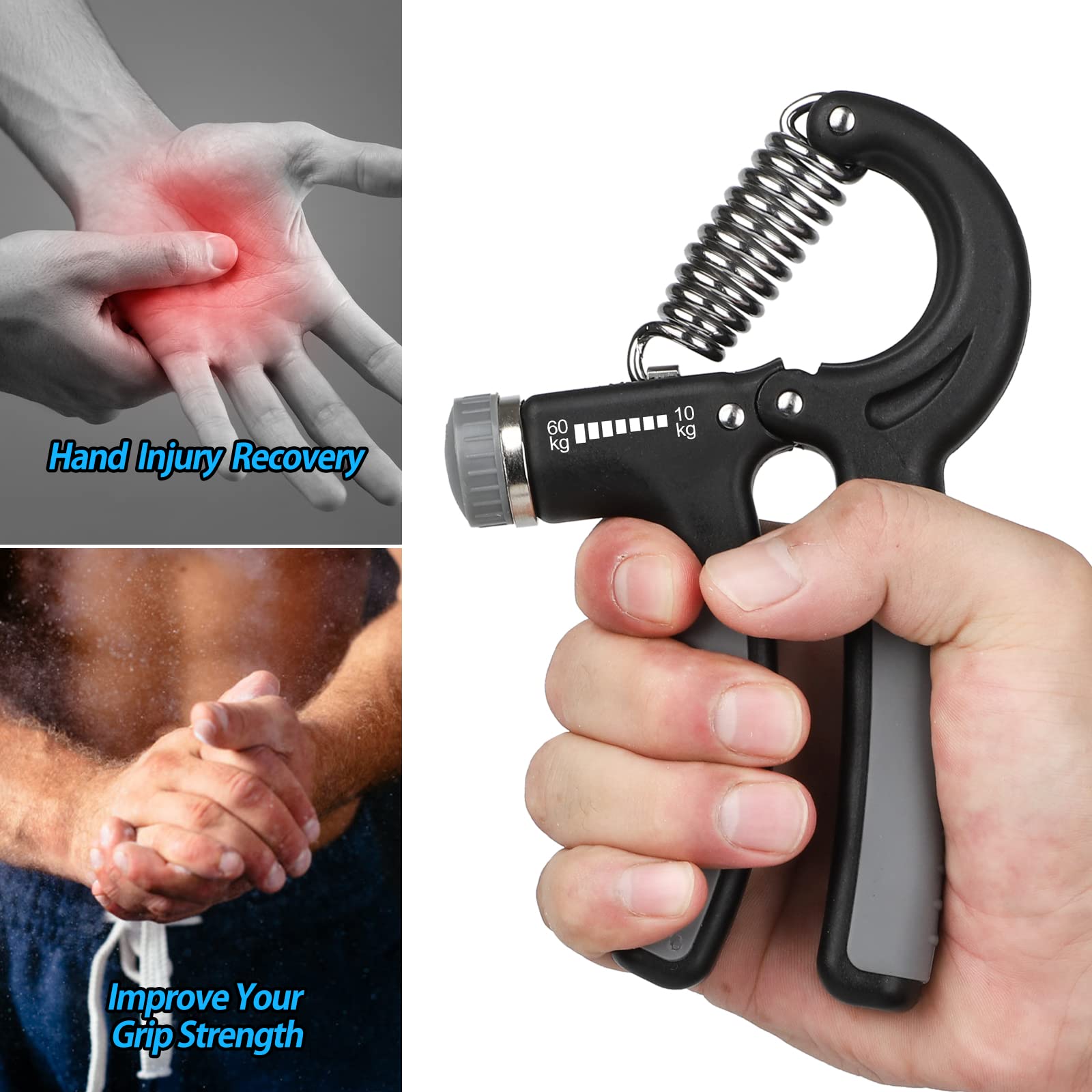 Niyikow 2 Pack Grip Strength Trainer, Hand Grip Strengthener, Adjustable Resistance 22-132Lbs (10-60Kg), Non-Slip Gripper, Perfe