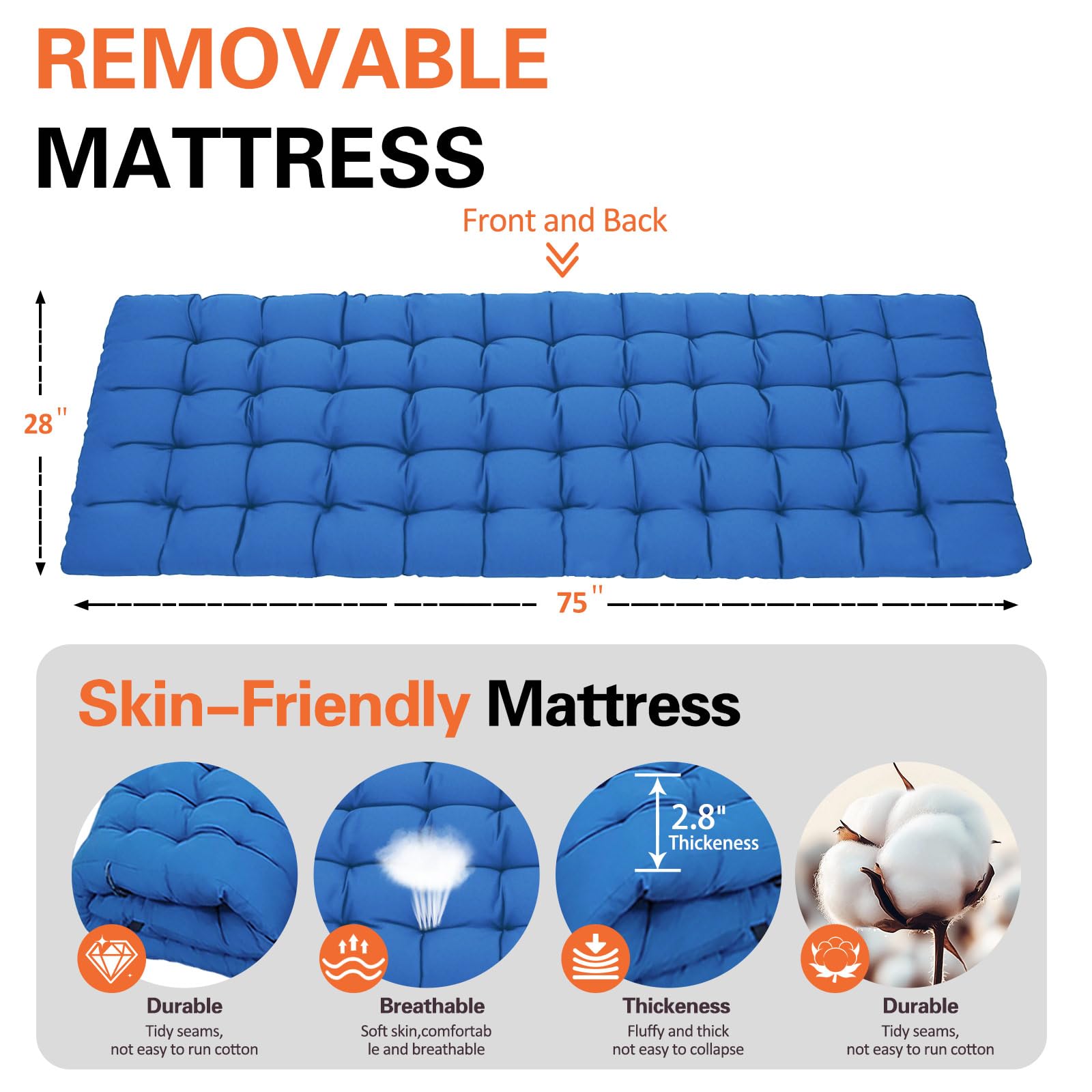 Camping Cots With Comfortable Mattress Sleeping Bed For Camping Folding Cot With Pad Heavy Duty Sleeping Cot With Carry Bag Gues