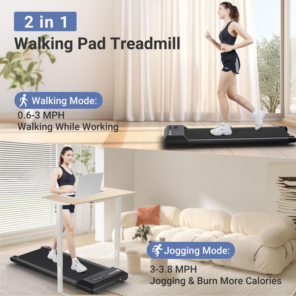 Deerrun Walking Pad, 2024 Upgrade Smart Under Desk Treadmill, Led Display & App/Remote Control, Treadmills For Home, Low Noise K