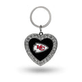 Rico Industries Nfl Kansas City Chiefs Metal Rhinestone Heart Keychain , 1.38 X 3''