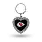 Rico Industries Nfl Kansas City Chiefs Metal Rhinestone Heart Keychain , 1.38 X 3''