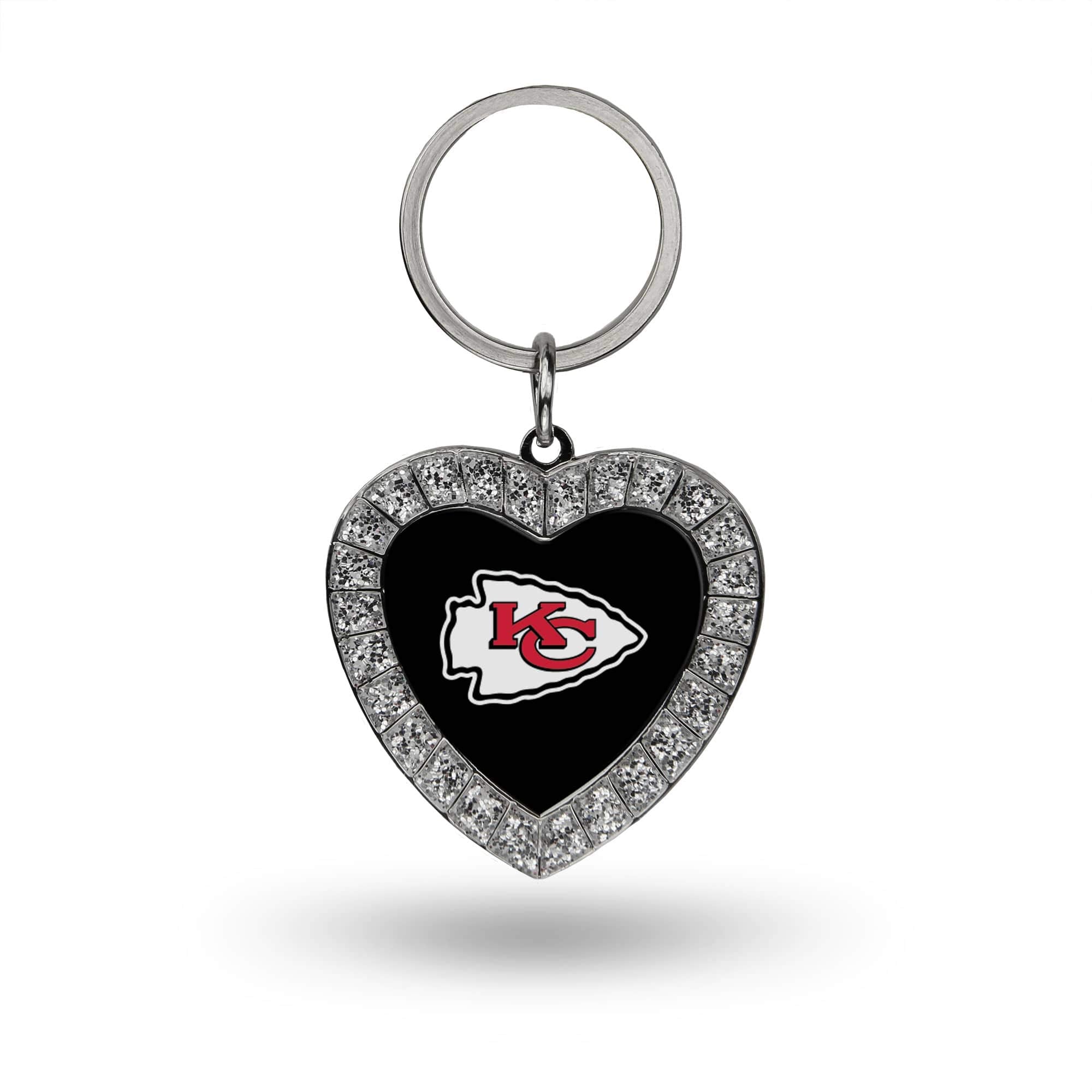 Rico Industries Nfl Kansas City Chiefs Metal Rhinestone Heart Keychain , 1.38 X 3''